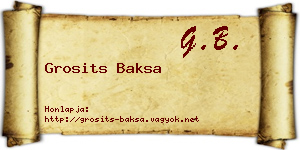 Grosits Baksa névjegykártya